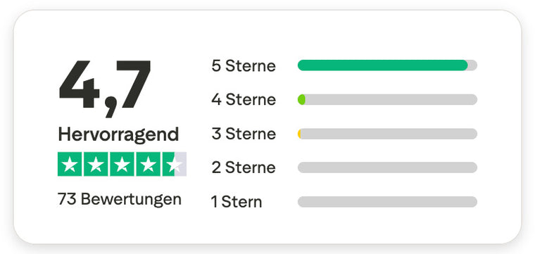 Trustpilot Hervorragend 4,7 von 5 Sternen bei 73 Bewertungen